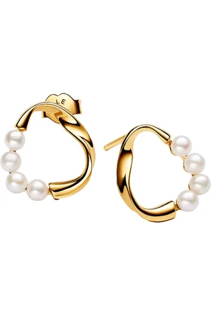 PANDORA Earrings - 14k Gold-plated stud earrings with treated freshwa - - Earrings for ladies