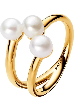 PANDORA Rings - 14k Gold-plated open ring with treated freshwater - - Rings for ladies