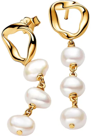 PANDORA Earrings - 14k Gold-plated drop earrings with baroque treated - - Earrings for ladies
