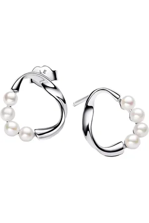 PANDORA Earrings - Sterling silver stud earrings with treated freshwa - - Earrings for ladies
