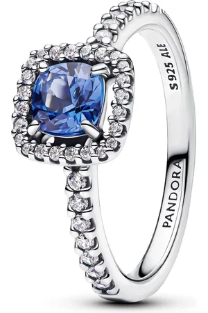 PANDORA Rings - Funkelnder Eckiger Blauer Strahlenkranz Ring - - Rings for ladies