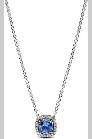 PANDORA Necklaces - Funkelnder Eckiger Blauer Strahlenkranz-Halsketten - - Necklaces for ladies