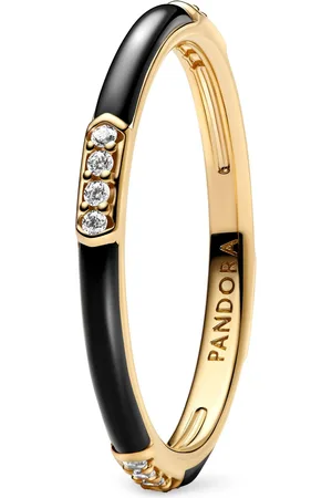 PANDORA Rings - 14k -plated ring with clear cubic zirconia and - - Rings for ladies