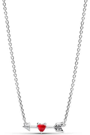 PANDORA Necklaces - Heart arrow pendant necklace with red Murano glas - - Necklaces for ladies