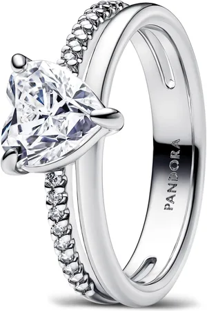 PANDORA Rings - Heart sterling ring with clear cubic zircon - - Rings for ladies