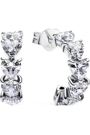 PANDORA Earrings - Hearts sterling hoop earrings with clear cu - - Earrings for ladies