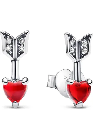 PANDORA Earrings - Heart arrow sterling stud earrings with red - - Earrings for ladies