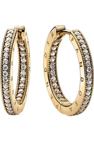 PANDORA Earrings - Signature Logo & Pavé Hoop Earrings - - Earrings for ladies