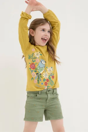 Fat Face Daisy Embroidered Denim Shorts