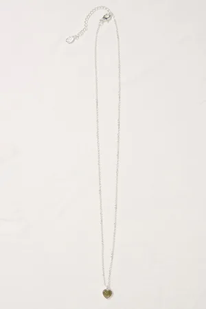 Fat Face Tone Heart Stone Necklace