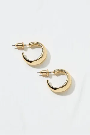 Fat Face Tone Textured Hoops Earrings