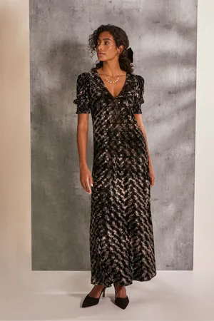 Fat Face Mia Hammered Velvet Midi Dress
