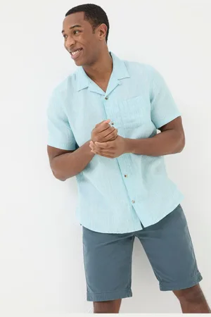 Fat Face Short Sleeve Stripe Linen Shirt