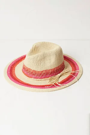 Fat Face Stripe Straw Fedora Hat