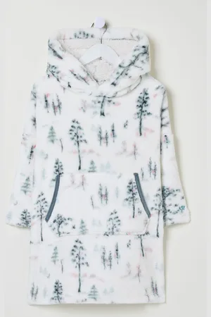 Fat Face Oversized Printed Fleece Hoodie