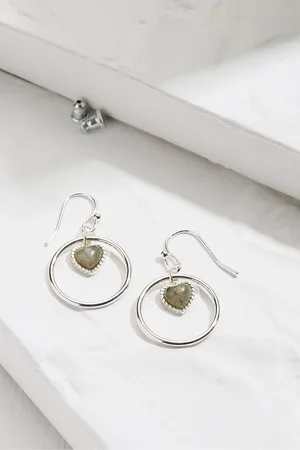 Fat Face Heart Stone Drop Earrings