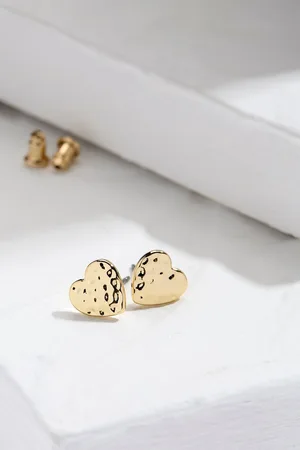 Fat Face Hammered Heart Stud Earrings