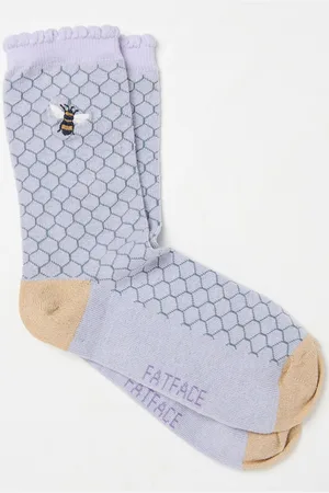 Fat Face Embroidered Bee Honeycomb Socks