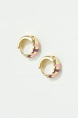 Fat Face Stripe Enamel Huggie Hoops