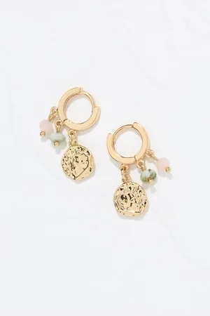 Fat Face Charm Huggie Hoops Earrings
