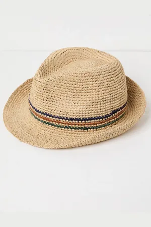 Fat Face Stripe Straw Trilby Hat