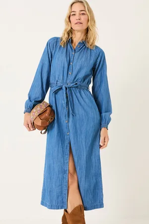 Fat Face Abi Denim 100% Cotton Midi Dress