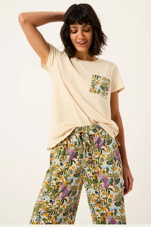 Fat Face Peacock Linen Blend T-Shirt