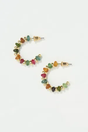 Fat Face Semi Precious Stone Hoop Earrings