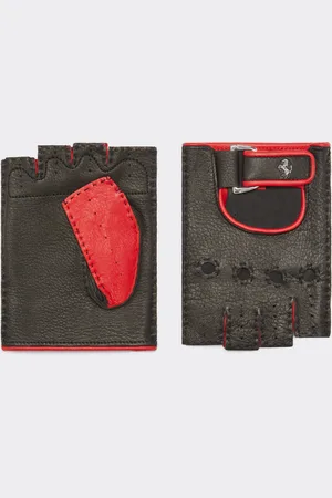 FERRARI Leather Driving Gloves With Prancing Horse Detail - Gloves S