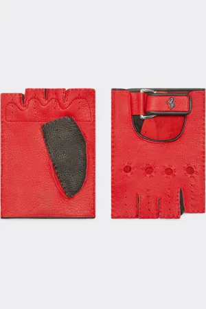 FERRARI Leather Driving Gloves With Prancing Horse Detail - Gloves S