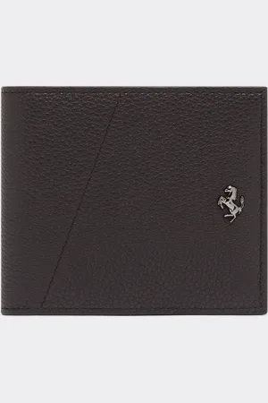 FERRARI Grained Leather Horizontal Wallet With Prancing Horse - Male Wallets Os