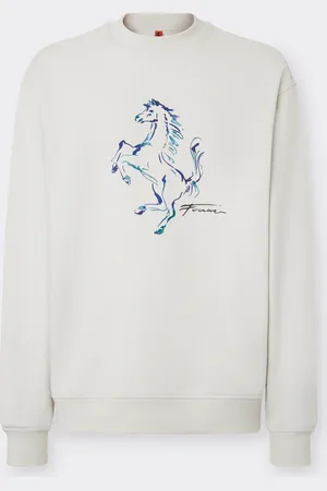 FERRARI Sweatshirt With Prancing Horse Graphic - Male Sweaters & Knitwear L
