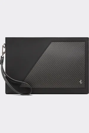 FERRARI Pouch In Leather And Carbon Fibre - Male Wallets Os