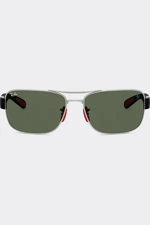 FERRARI Ray-ban For Scuderia Rb3763m In -tone Metal And Black Plastic With Dark Green Lenses - Sunglasses Os