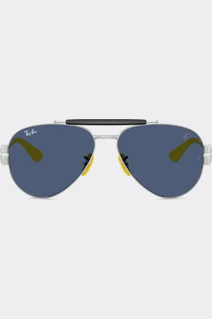 FERRARI Ray-ban For Scuderia Rb3762m In -tone Metal With Blue Lenses - Sunglasses Os