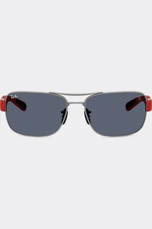 FERRARI Ray-ban For Scuderia Rb3763m In Gunmetal Grey Metal And Red Plastic With Dark Grey Lenses - Sunglasses Os