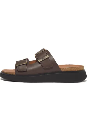FitFlop GEN-FF Mens Buckle Two-Bar Leather Slides, Full Price
