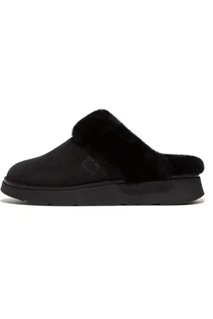 FitFlop Women GEN-FF Shearling-Collar Suede Slippers Suede/Shearling, Full Price