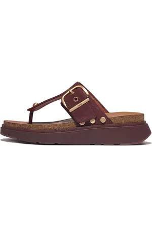 FitFlop Women GEN-FF Buckle Flat-Stud Suede Toe-Post Sandals Suede/Leather, Full Price