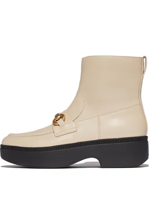 FitFlop Women F-LUMA Chunky-Snaffle Leather Demi-Wedge Ankle Boots, Full Price
