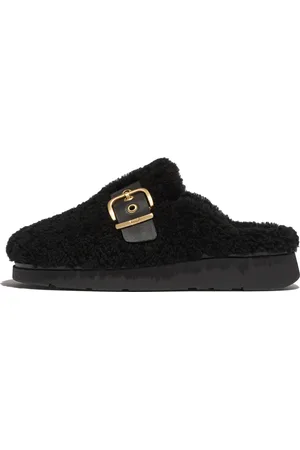 FitFlop Women GEN-FF Buckle Curly-Shearling/Leather Mules Leather/Shearling, Full Price