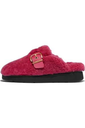 FitFlop Women GEN-FF Buckle Curly-Shearling/Leather Mules Leather/Shearling, Full Price