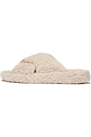 FitFlop Women IQUSHION D-LUXE Padded Teddy Cross Slides, Full Price