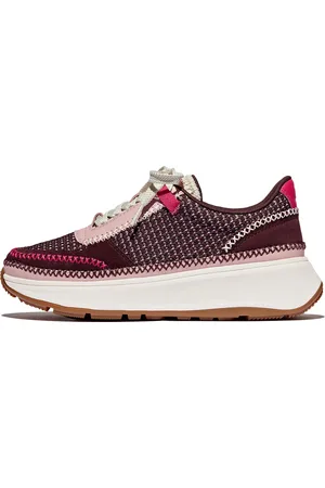 FitFlop Women F-MODE Cross-Stitch Knit/Suede/Leather Flatform Trainers Textile, Full Price