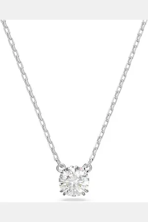 Swarovski Stilla pendant, Round cut, White, Rhodium plated