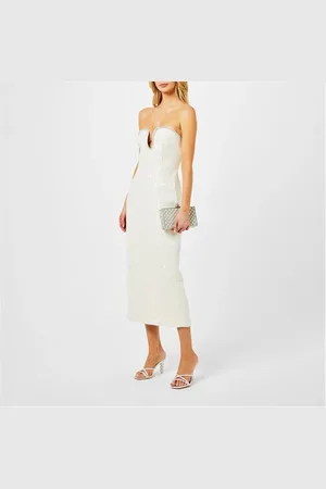 Self-Portrait Sequin Boucle Strapless Midi Dress