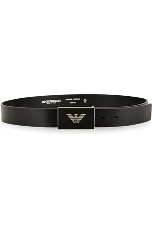 Emporio Armani Leather Belt With Eagle Plate
