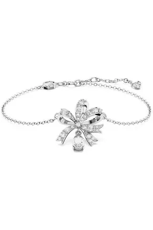 Swarovski Hyperbola bracelet, Bow, White, Rhodium plated