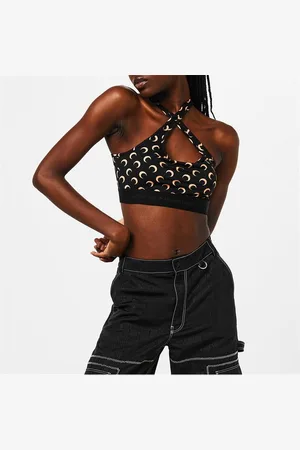 Marine Serre Recycled Cresent Moon Print Sports Bra
