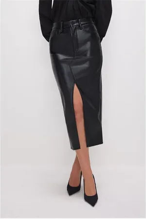 GOOD AMERICAN Faux Leather Midi Skirt